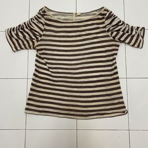 Adorable brown / off white cotton striped shirt